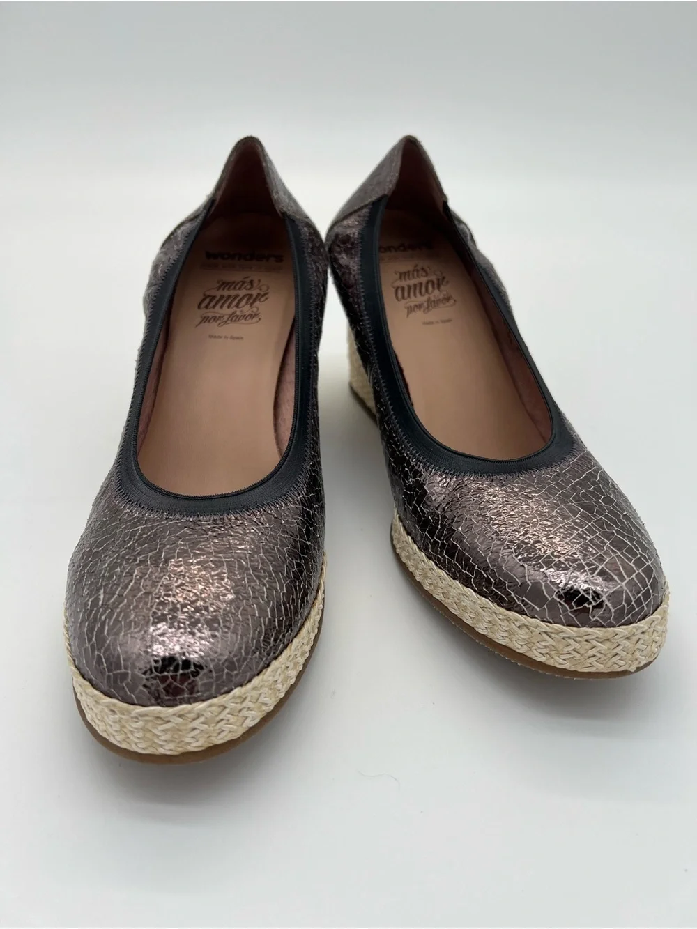Wonder’s Metallic Bronze Espadrille Wedge Flats size 41